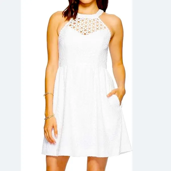 White Eyelet Lily Pulitzer Dress with pockets - Image 6