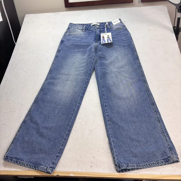 Witty Fox Jeans Women 5/27 Blue Cotton Denim Wide-Leg Travel Faded Stretch - Image 14
