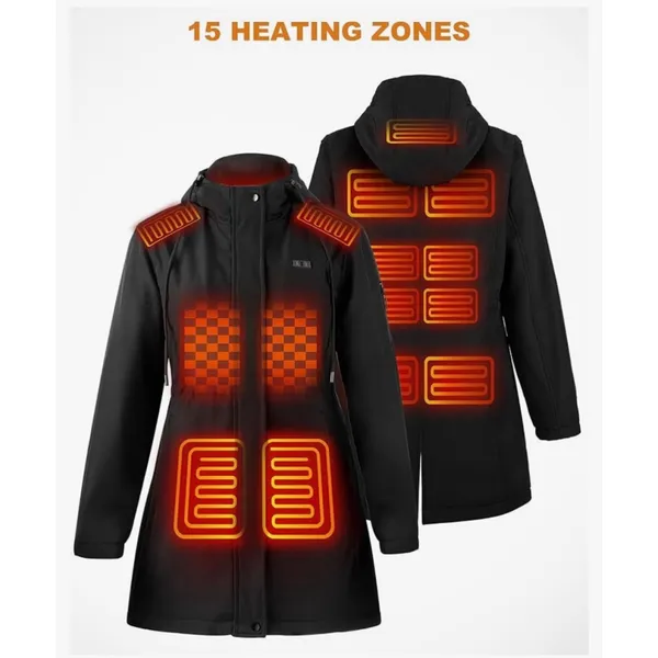 NEW Mid Length 15 Heat Zones Heated Pockets Hood Jacket Coat 2X - Image 3