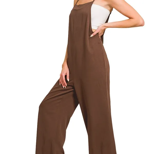 Zenana Rayon‎ Woven Wide Leg Jumpsuit - Large - Image 3