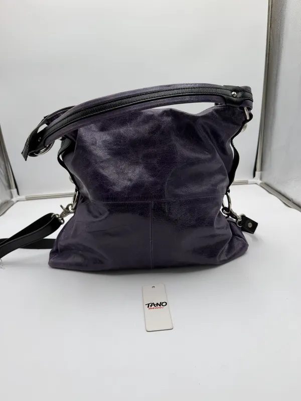 Vintage Tano Handbags 4015 Purple Leather Hobo Shoulder Crossbody Bag - Image 7