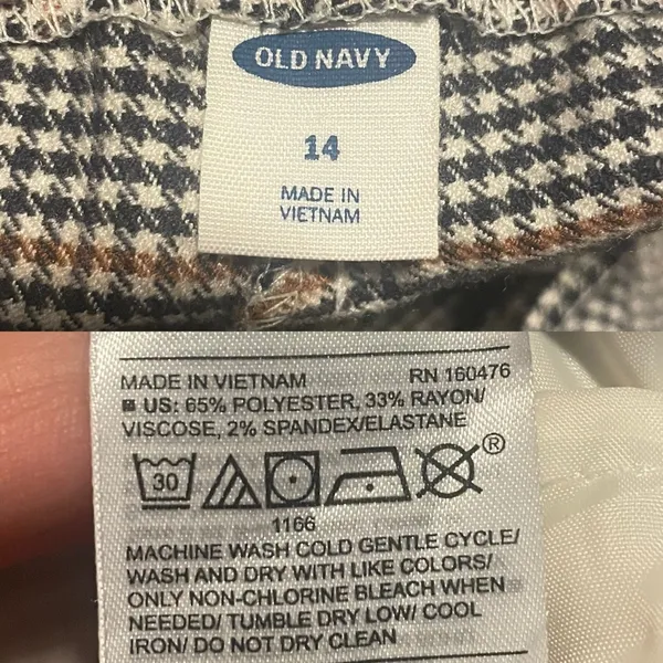 Old Navy Womens Pants Black White Brown Houndstooth Pull On Size 14 - Image 8