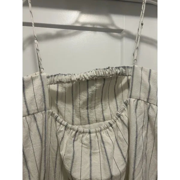 Zara Rustic Romper Play Suit Women’s Size XXL White Striped Concert Festival - Image 4