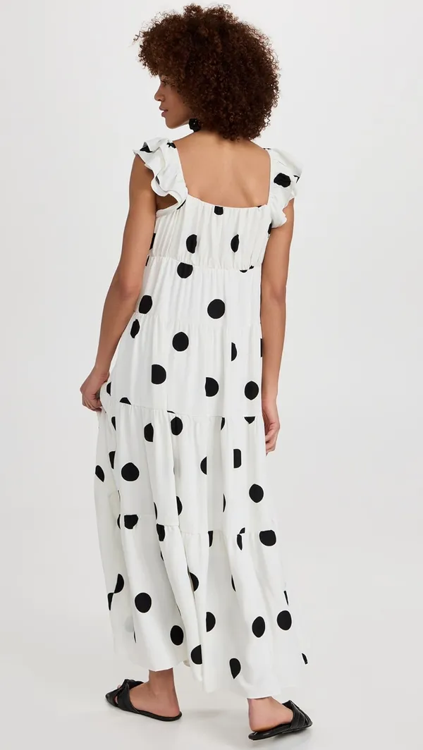 English Factory Polka Dot Flutter Sleeve Maxi Dress - Image 3