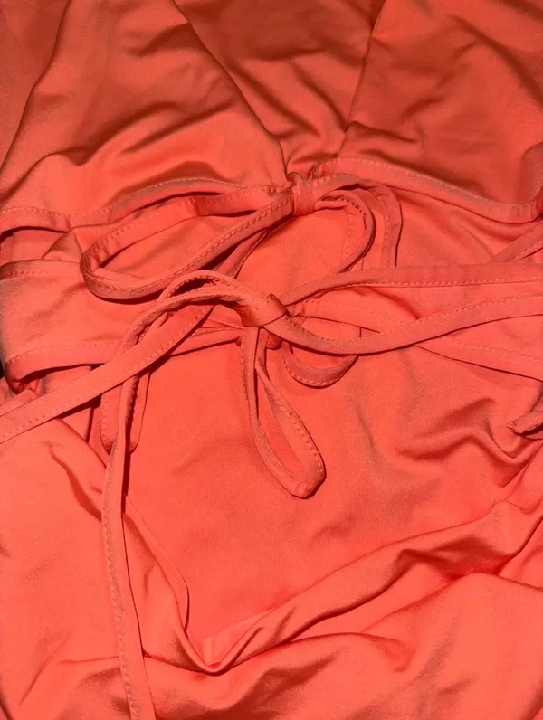 Coral Ruffle Wrap Dress - Image 2