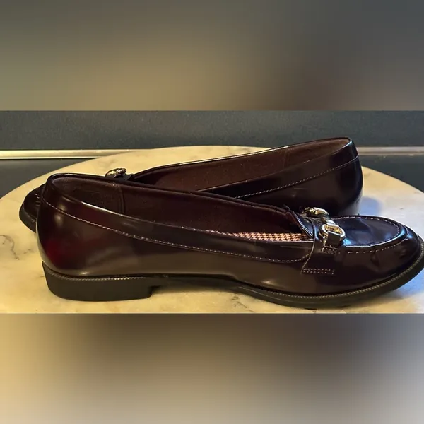 Dexflex Comfort Burgundy/Purple Loafers W Front Gold Buckle & Padding S… - Image 8