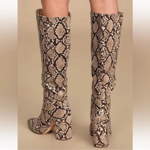Lulus Katari Tan Snake Pointed-Toe Knee High
Boots 6.5 - Image 2