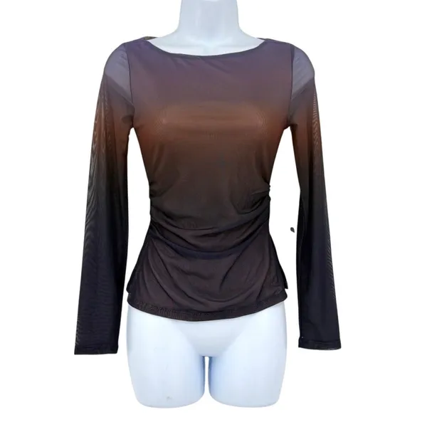 Madden Girl Sheer Mesh Ombre Top Sz S Y2K Ruched Indie NWT Going Out Festival - Image 2
