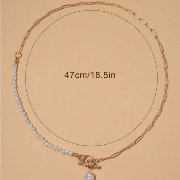 Natural Ocean Pearl Pendant Charm Natural Pearls gold chain necklace toggle clsp - Image 4