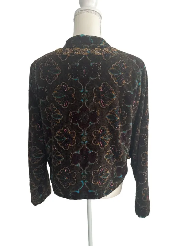 CHICOS Velvet Beaded Jacket Blazer Size Chicos 1 US M 8 - Image 2