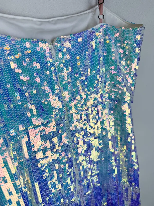 NBD NWT Revolve Amethyst Iridescent Sequin Gown Formal Column Maxi Dress Small - Image 11