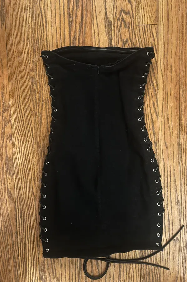 Edikted Black Denim Lace-Up Mini Dress - Image 5