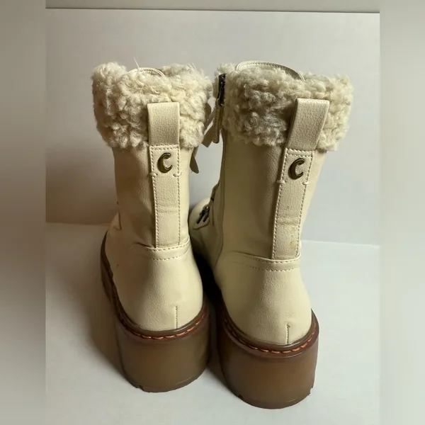 NEW CIRCUS SAM EDELMAN Ivory Shearling Combat Boots size 8 - Image 6