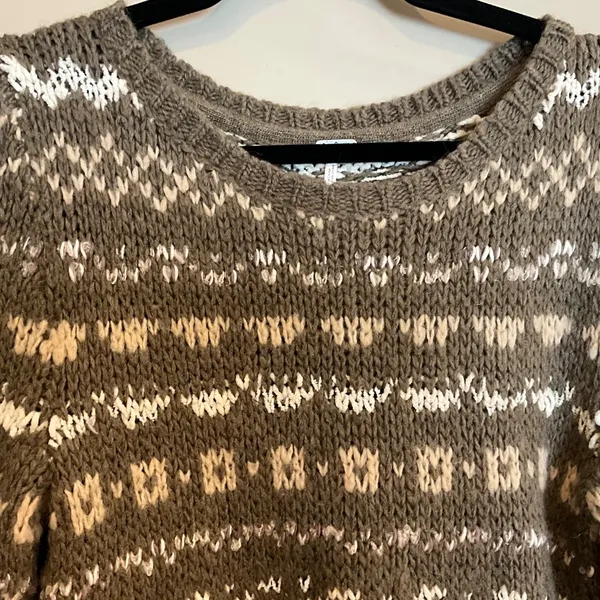FREE PEOPLE Through the Storm Fair Isle Sweater Size S/P Small Medium Oversized - Image 5