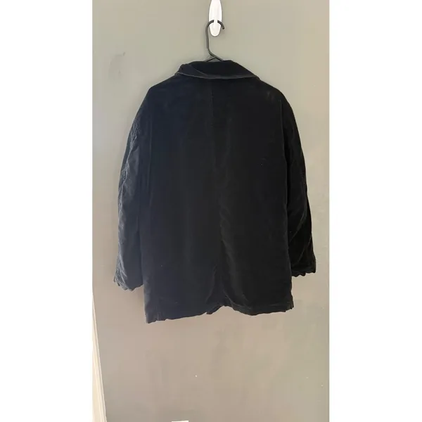 J. Crew Womens‎ Vintage Black Velvet Double Breasted Pea Coat Quilted Lining M - Image 5