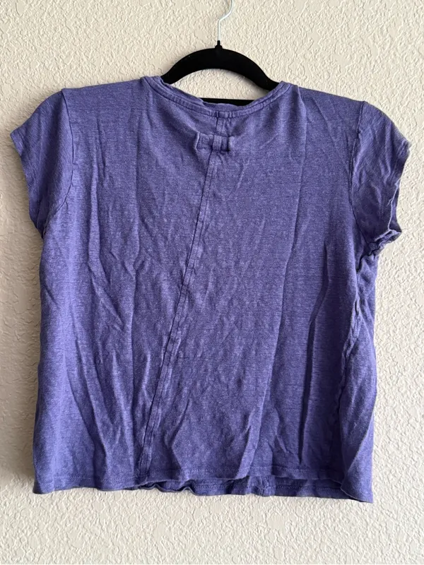Sigrid Olsen 100% Linen Purple V Neck Short Sleeve Casual Top Blouse Size Medium - Image 7