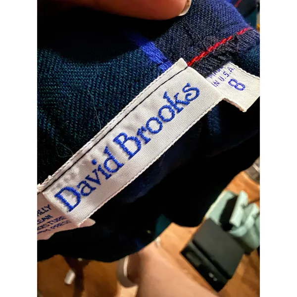 Vintage David Brooks Wool Pleated Skirt 8 Tartan Plaid Blue Red Green Midi USA - Image 5