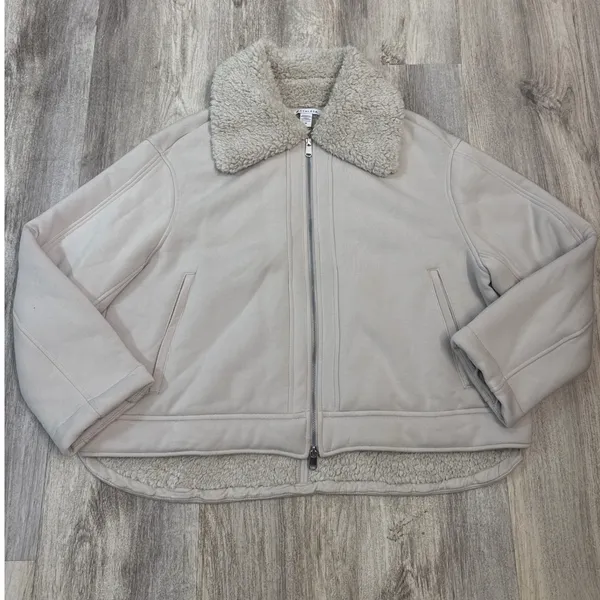 Athleta Westbound Sherpa Jacket Abalone Grey/Cream Full‎ Zip Plus Size 1X - Image 2
