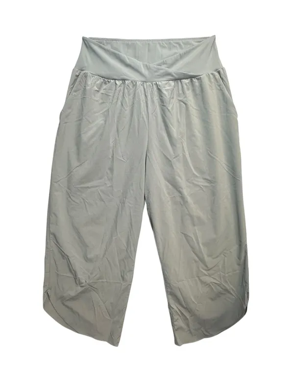 Halara Women’s Large Gray Crossover Waist Cropped Wide Leg Quick Dry Pants - Image 3