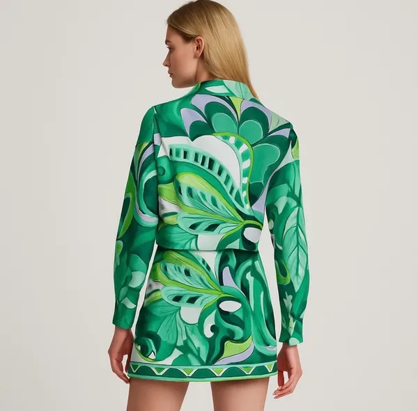 Zara geometric set too and bottom skirt and shirt button down size M new with tags - Image 2