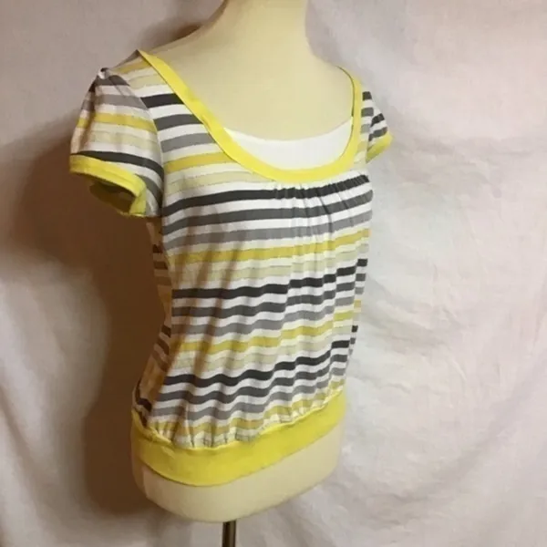 VTG Y2K fun bright striped top Yellow - Image 7