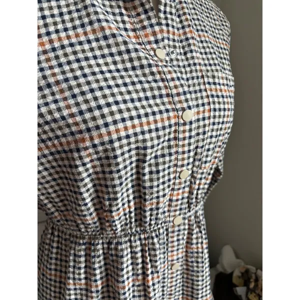 Plaid Mini Shirt Dress Gingham Ruffle Hem Button Down Long Sleeve Tiered Casual - Image 3