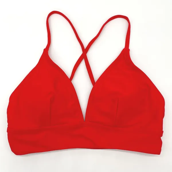 Triangle‎ Bikini Top Women XS Red Cross Back Stretch Minimalist Sporty Glam Pool - Image 2