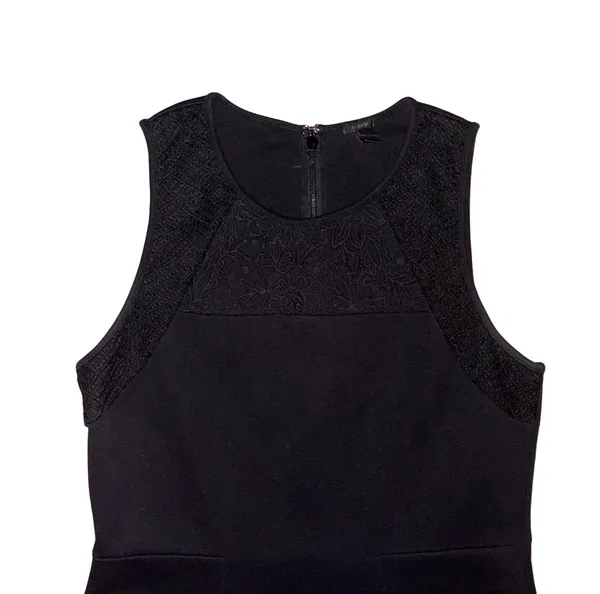 J.Crew Black Knit Peplum Crochet Detail Tank - Image 2