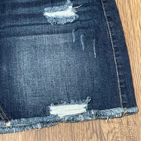 Wax Jean Denim Distressed Mini Skirt Size Large - Image 3