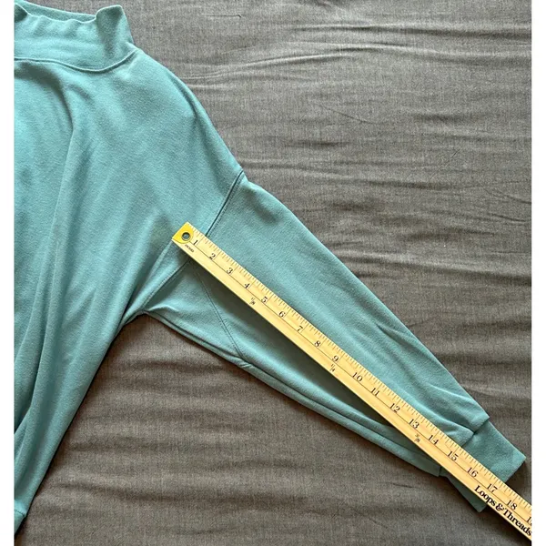 Vintage Pari Sport Club Mock Neck Shoulder Pad Sweatshirt Sage Green Womens M - Image 8