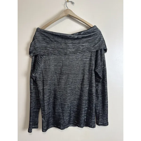 Anthropologie Dolan Striped Cowl Neck Top Black White Long Sleeve Pullover M - Image 3