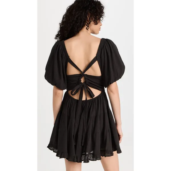 Free People Women's Perfect Day Cotton Mini Dress Black size Medium Open back - Image 3