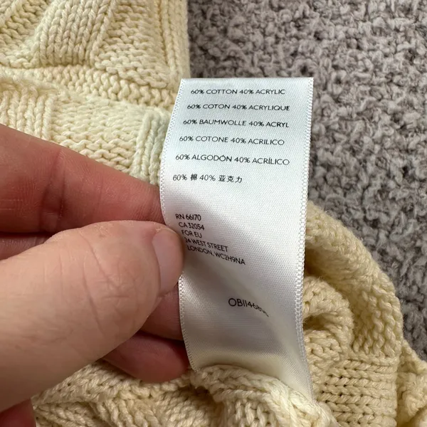 Urban Outfitters Cream Ribbed Knit Cropped V Neck Sweater Long Sleeve Size S - Image 5