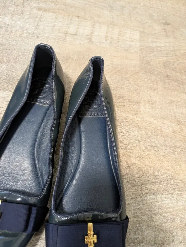 Tory Burch Navy Blue Patent Leather Trudy Ballet Flats Size 6.5 - Image 3