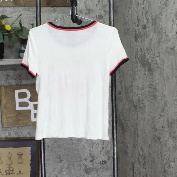 Rebellious One Juniors West Coast Ringer T-Shirt Tee Graphic Ivory Off White M - Image 2