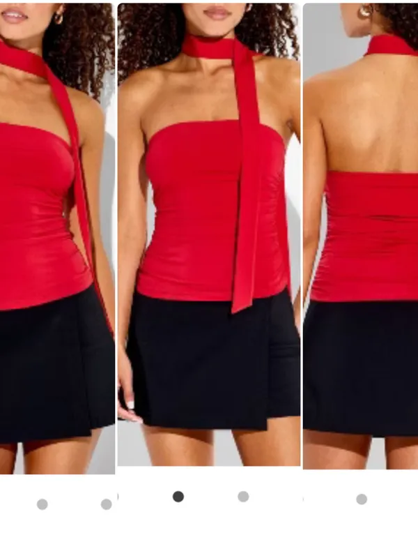 Women's Scarf Tube Top - Wild Fable Brand Target, Red, Small, Tank Top W/ Tie - Image 2