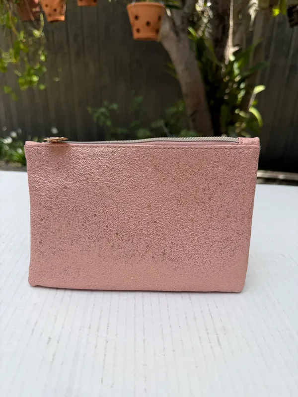 IPSY Pink Glitter Cosmetic Makeup Bag Zipper Pouch Travel Organizer - Image 5