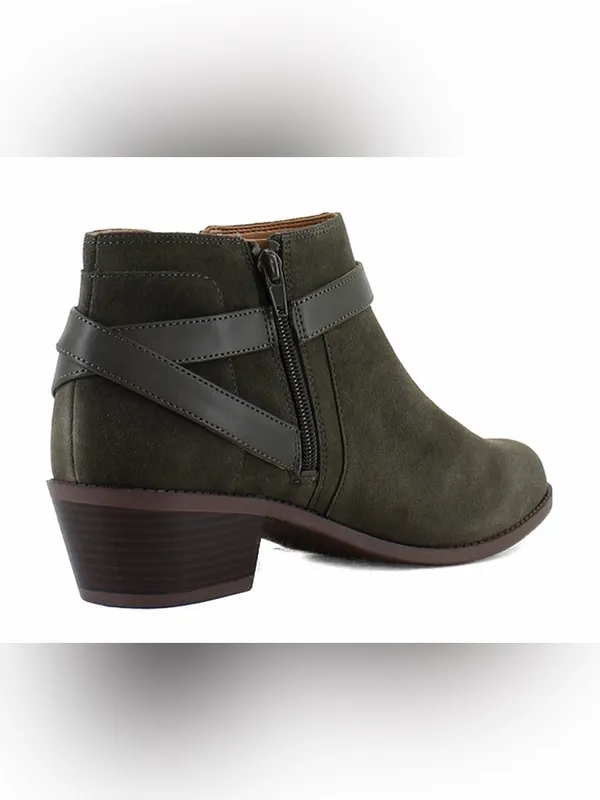 Vionic NWOB Women's Olive Green Suede Ankle Boot with Buckle Strap Size 6.5 - Image 5