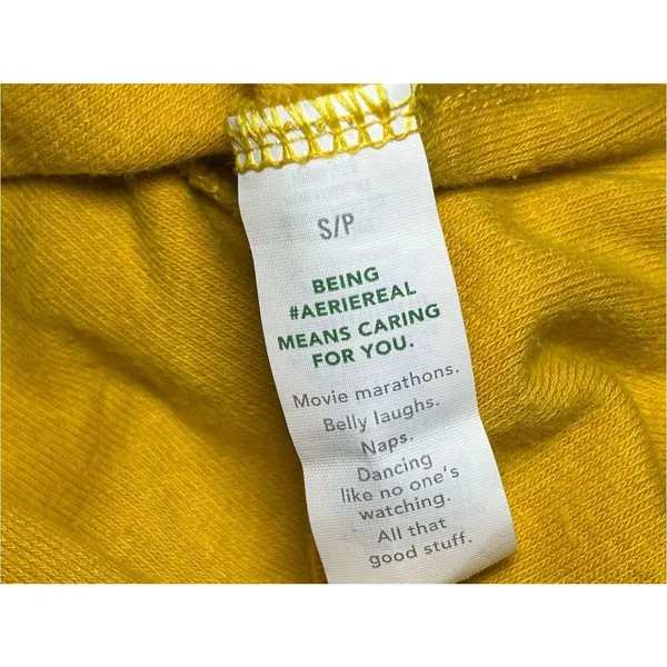 Aerie Yellow Terry Cloth Cinched Reversible Pullover Sweater Women’s Size Small - Image 11