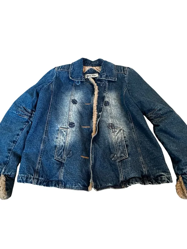 Vintage Paris Blues Outerwear Denim Chore Coat Barn Jacket Quilted Lining Y2K - Image 5