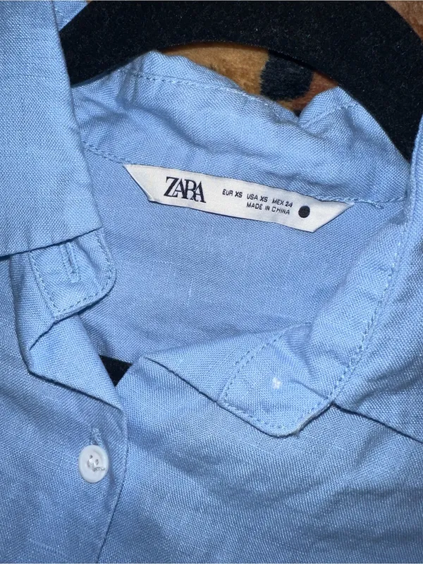 Zara Oversized Blue Linen Top Sz. M - Image 2