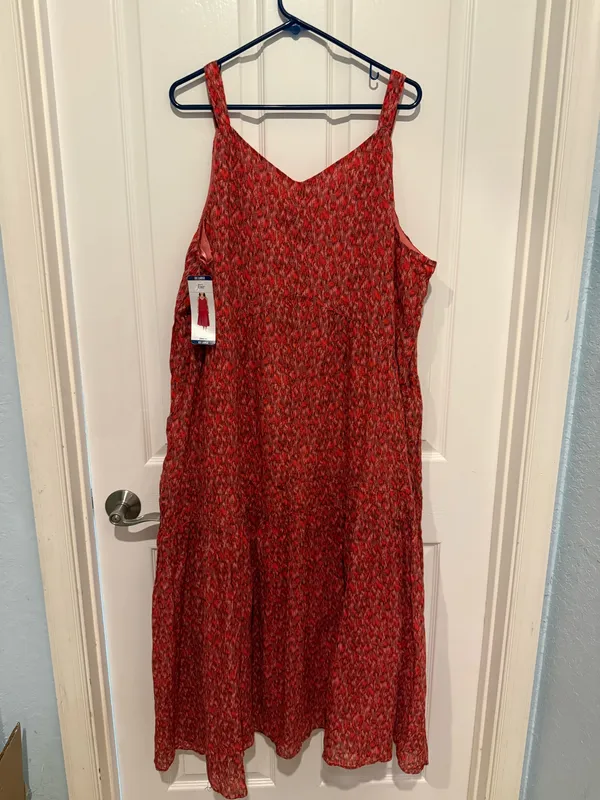 Joie Red Printed V-Neck Maxi Dress - Image 3