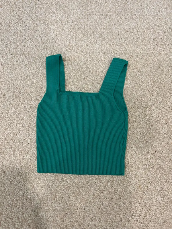 Green ribbed tank top - Image 2