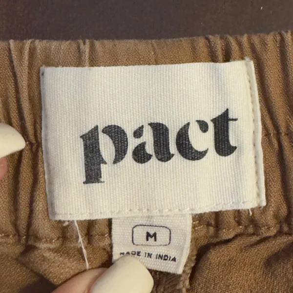 3017 | Pact Organic Cotton Stretch Twill Drawstring Shorts Brown Womens M - Image 6