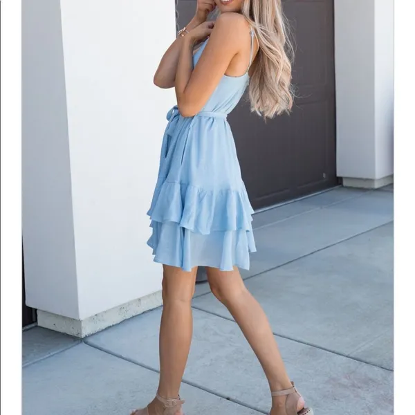✨ HP ✨Away Baby Blue Ruffle Dress✨ - Image 3