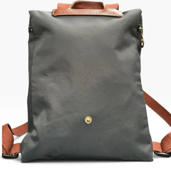 Longchamp Le Pliage Sac A Dos Vintage Y2K Nylon Leather Backpack Rare - Image 4