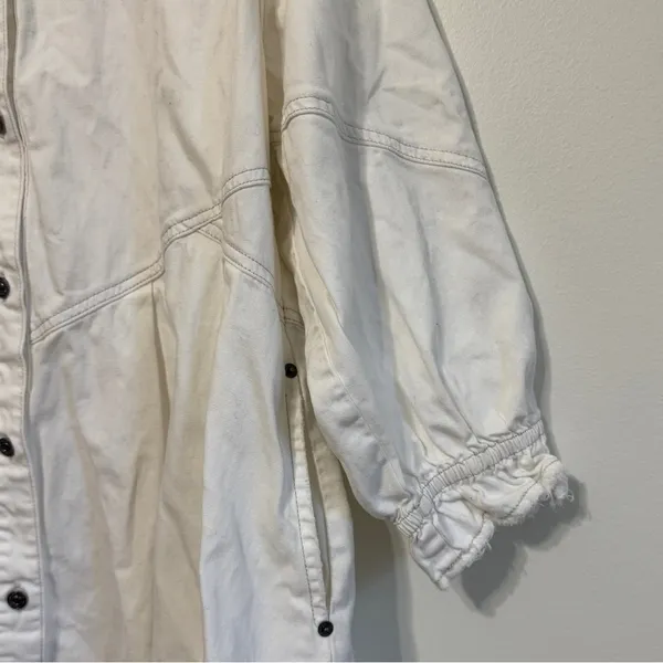 NWOT Free People Hannah Denim White Mini Dress Size Large Long Sleeve - Image 6