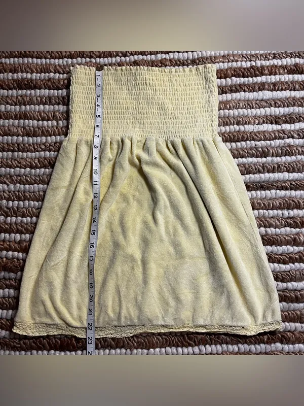Aeropostale Y2K style Butter Yellow Strapless Smocked babydoll shirt dress - Image 4