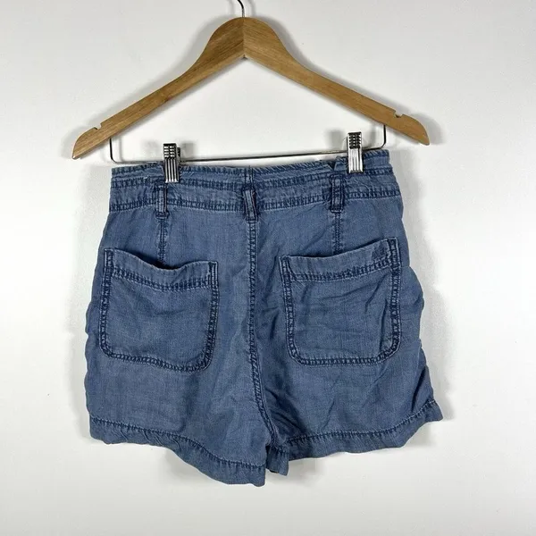 American Eagle Women's Chambray Pleated Paperbag Button‎ Fly Shorts Size 6 - Image 5