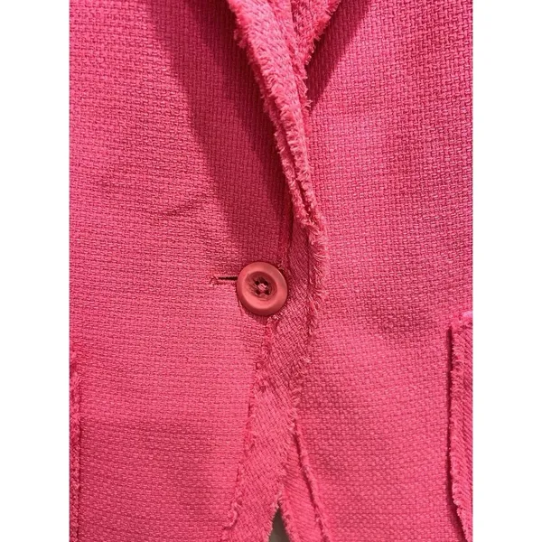 Nygard Collection Pink Silk Blend Frayed Edge Blazer Jacket Size 14 Statement - Image 3